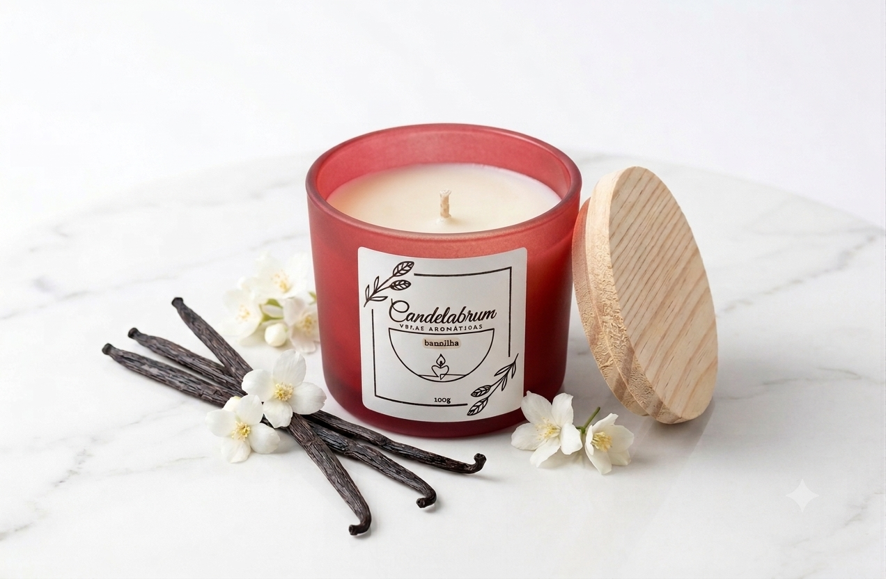 Imagem de Vela Aromática Baunilha Vermelho Fosco 100g
