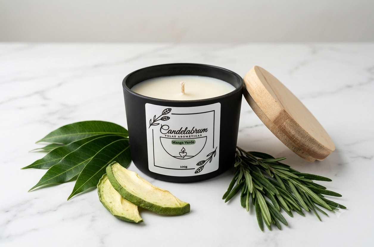 Imagem de Vela Aromática Manga Verde Preto Fosco 100g