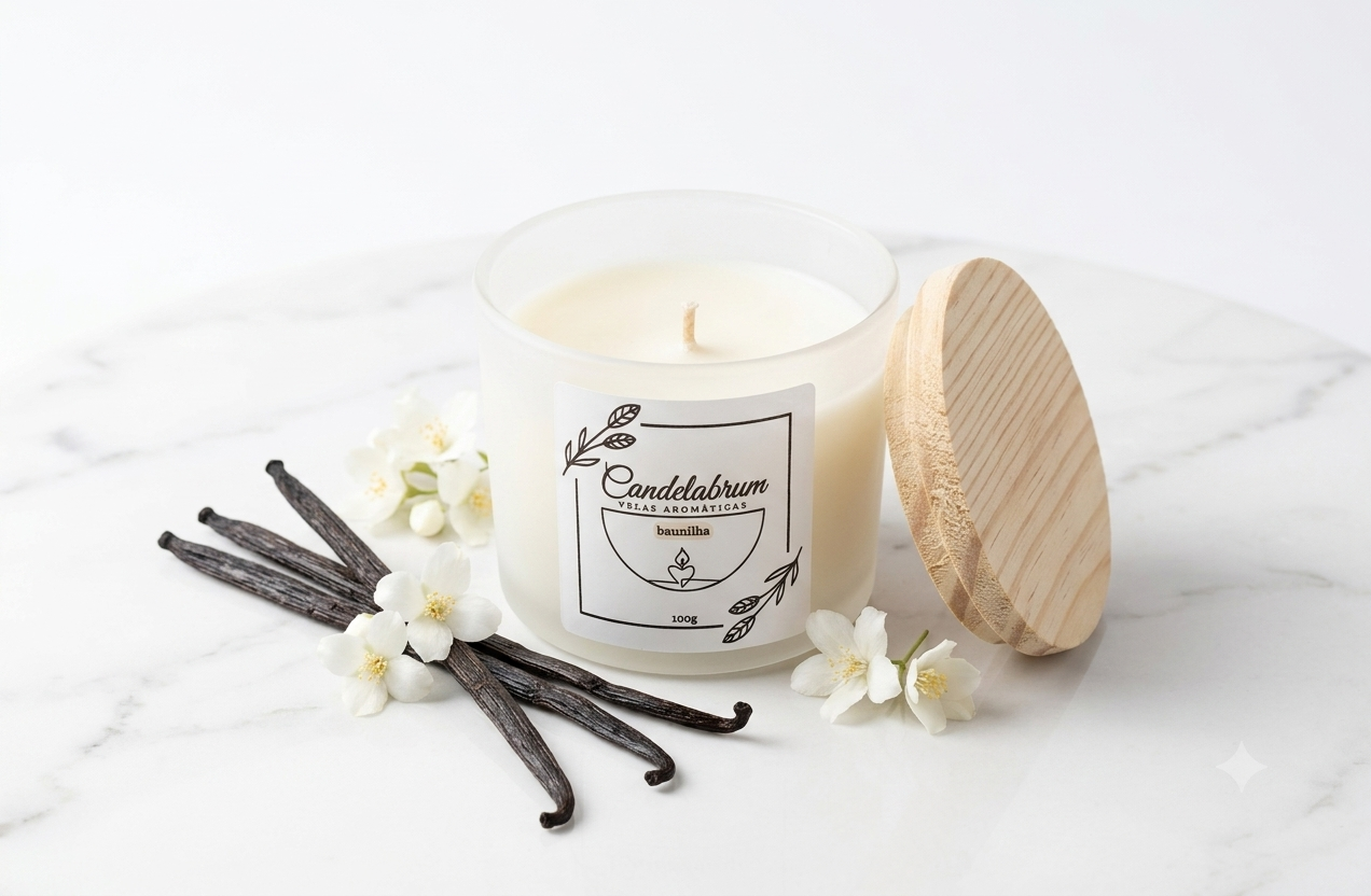 Imagem de Vela Aromática Baunilha Branco Fosco 100g